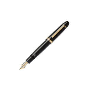 A Montblanc, Meisterstück Gold-Coated 149 Fountain Pen crafted in black precious resin and gold-coated details, surmounted by the Montblanc star emblem featuring a hand crafted Au 750 solid gold nib.