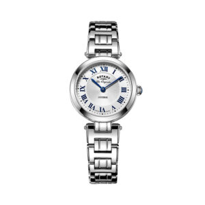 Rotary, Lucerne with a 28mm stainless steel case and bracelet strap featuring a white dial.