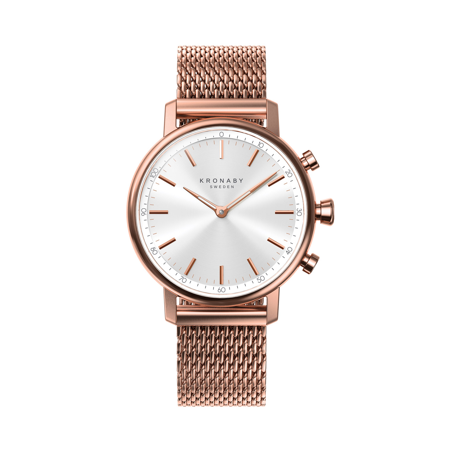 Kronaby's Carat 38 rose gold coloured hybrid smartwatch brings modern technology and timeless design together, effortlessly.