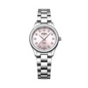 Rotary, Oxford Contemporary with a 28mm stainless steel case and bracelet strap featuring a pink diamond set dial.