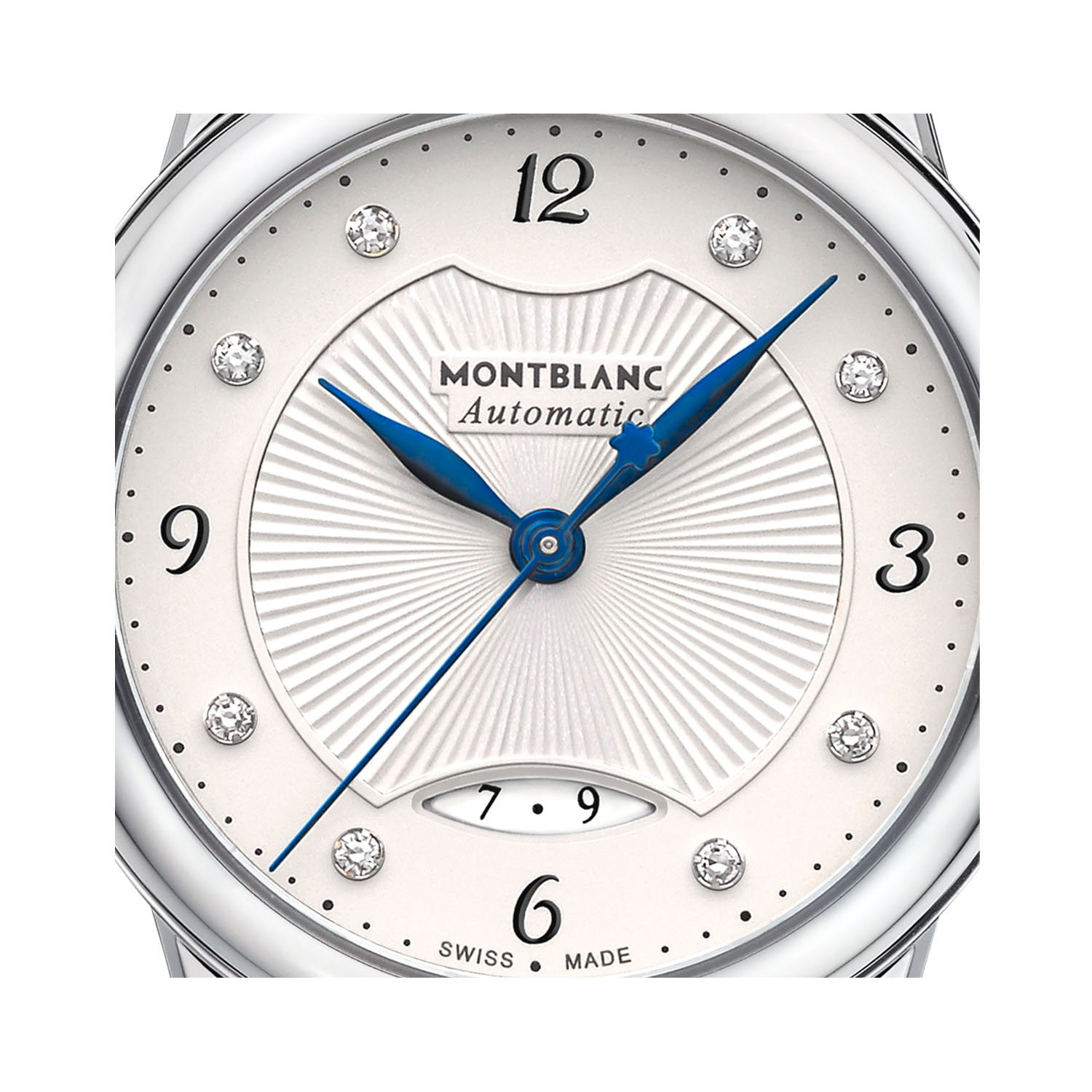 Montblanc, Bohème with a 28mm stainless steel case and bracelet strap featuring a date function and a diamond set white dial.