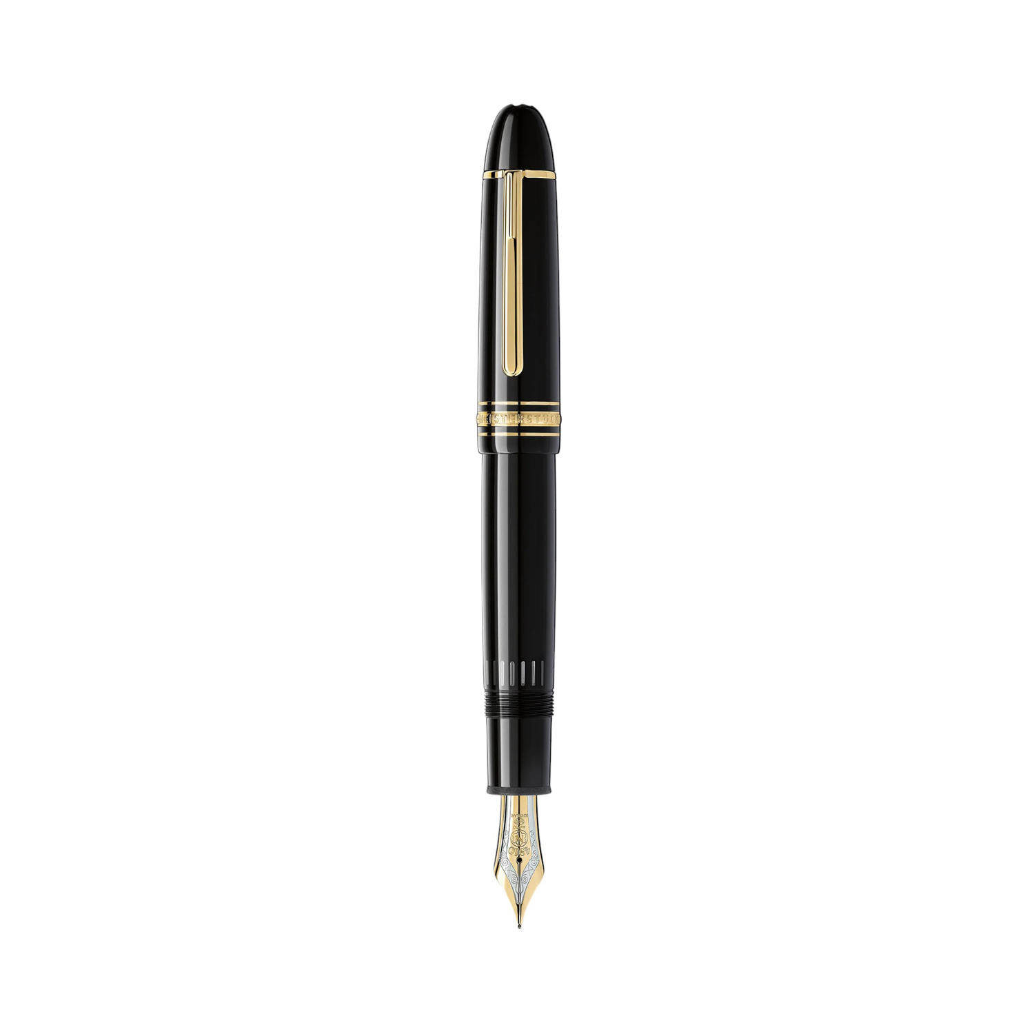 Montblanc, Meisterstück Gold-Coated 149 Fountain Pen The Meisterstück 149 - a design that writes history. Deep black precious resin with gold-coated details, surmounted by the white star emblem and finished with a handcrafted Au750 gold nib, evolves into Montblanc’s design icon.