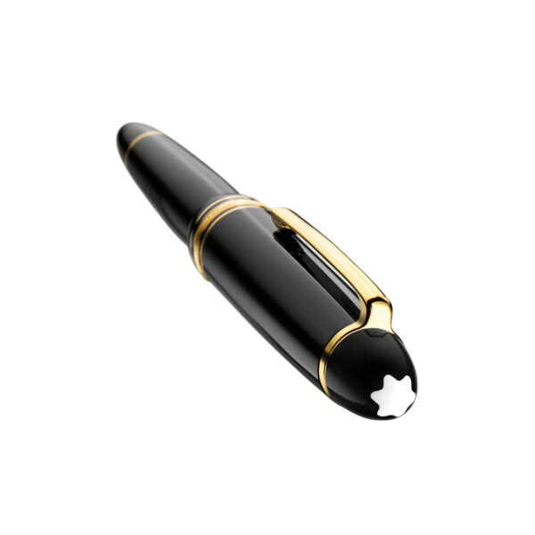 A Montblanc, Meisterstück Gold-Coated LeGrand Fountain Pen crafted in black precious resin featuring a gold-coated clip with a hand-crafted Au 750 18ct solid gold, rhodium-coated nib.