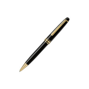 Montblanc, Meisterstück Gold-Coated Black Ballpoint Pen crafted in precious resin with gold-coated fittings and a white Montblanc emblem on the cap.