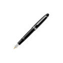 The Meisterstück LeGrand in deep black precious resin with platinum-coated details, surmounted by the white star emblem and finished with a handcrafted gold nib, evolves into a distinctive design icon.