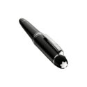 The Meisterstück LeGrand in deep black precious resin with platinum-coated details, surmounted by the white star emblem and finished with a handcrafted gold nib, evolves into a distinctive design icon.