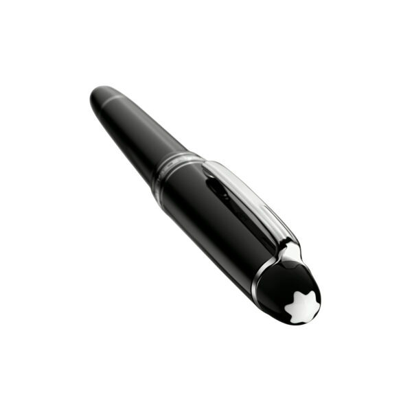 The Meisterstück LeGrand in deep black precious resin with platinum-coated details, surmounted by the white star emblem and finished with a handcrafted gold nib, evolves into a distinctive design icon.