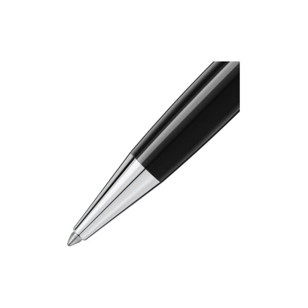 A Montblanc, Meisterstück Platinum-Coated Classique Ballpoint Pen crafted in black precious resin and a platinum-coated clip with the white Montblanc emblem on the cap.