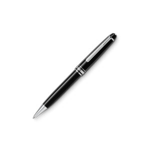 A Montblanc, Meisterstück Platinum-Coated Classique Ballpoint Pen crafted in black precious resin and a platinum-coated clip with the white Montblanc emblem on the cap.