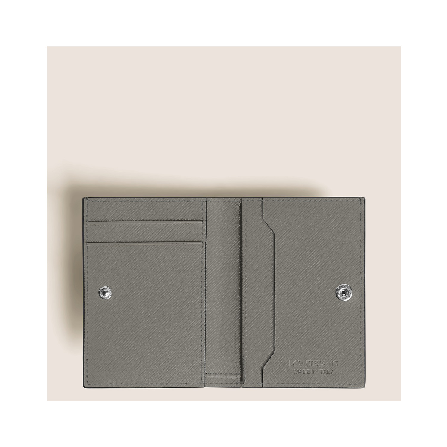 A Montblanc, Sartorial mini wallet craafted in grey Saffiano-printed leather featuring three credit card slots, a banknote compartment and two small additional pockets.