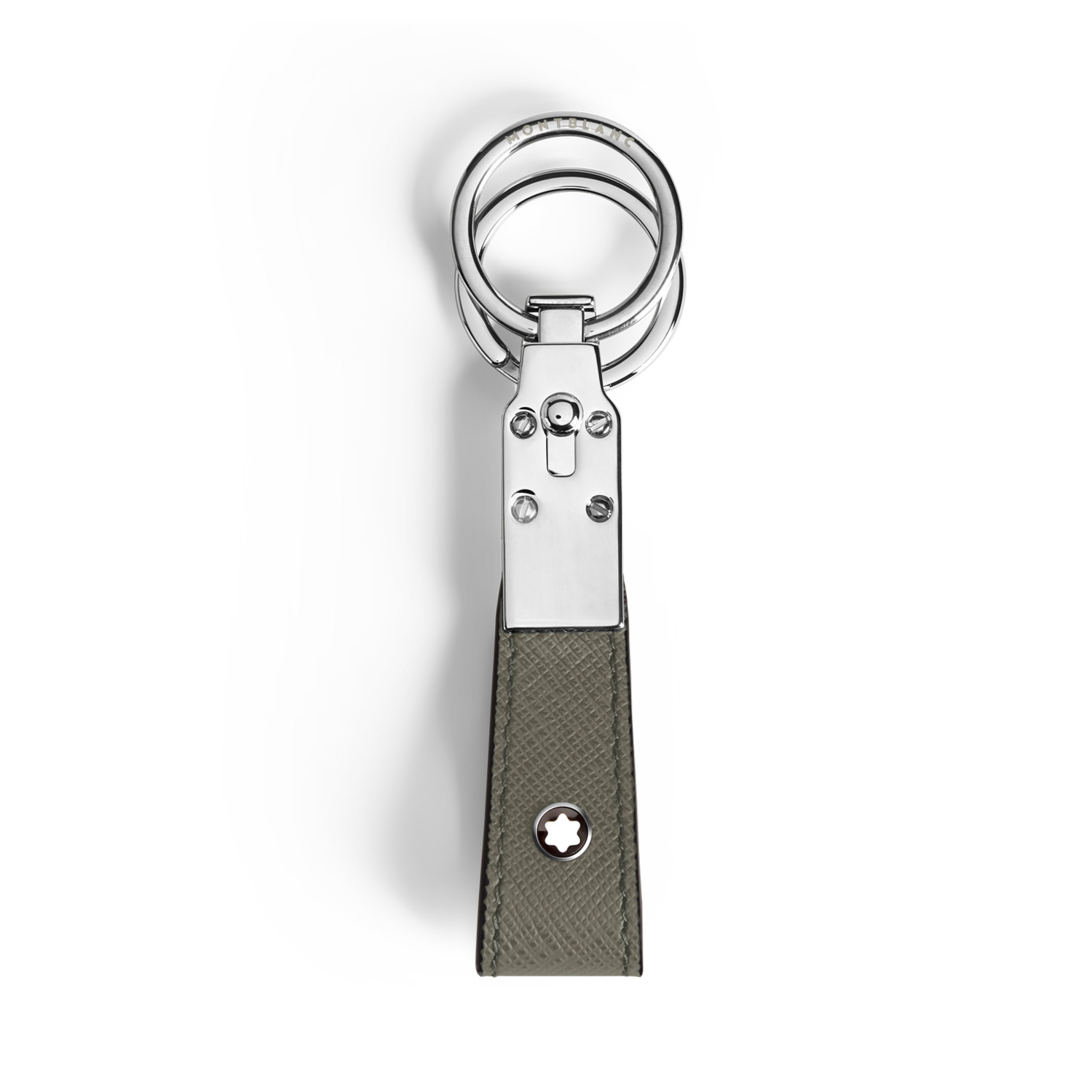 A Montblanc, Sartorial loop key fob crafted in medium grey Saffiano-printed leather and shaped into a loop, featuring increased functionality with the detachable ring to loop in several keys.