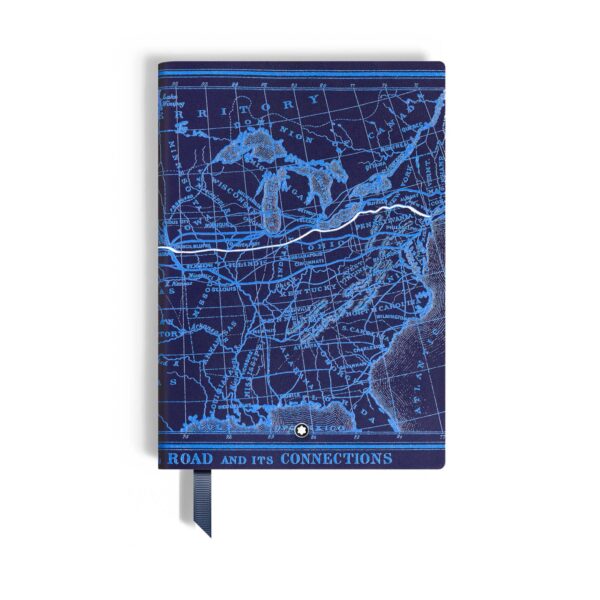 A Montblanc, Meisterstück Around The World In 80 Days medium blue lined notebook crafted in fine leather featuring 96 sheets and taking its design and theme from the Around The World In 80 Days special collection.