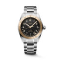 Longines, Spirit Zulu Time 1925, Automatic Men's Watch Longines, Spirit Zulu Time 1925 with a 39mm stainless steel case and bracelet strap featuring a date function and a matte black dial and 18ct pink gold bezel.