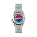 Seiko, 5 Sports x PEPSI Limited Edition Silverwhite with a 38mm stainless steel case and bracelet strap featuring a day date with a silver dial and blue and red bezel.