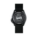 Seiko, 5 Sports x PEPSI Limited Edition All-Black with a 42.5mm black stainless steel case and a black silicone strap featuring a date function and a black dial with a red and blue bezel.