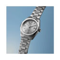 Tissot, PRC 100 with a 34mm stainless steel case and bracelet strap featuring a date function with a silver dial.