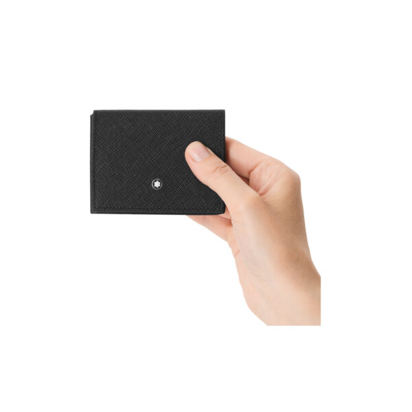 A Montblanc, Sartorial black trio card holder crafted from saffiano leather with four dedicated credit card slots.