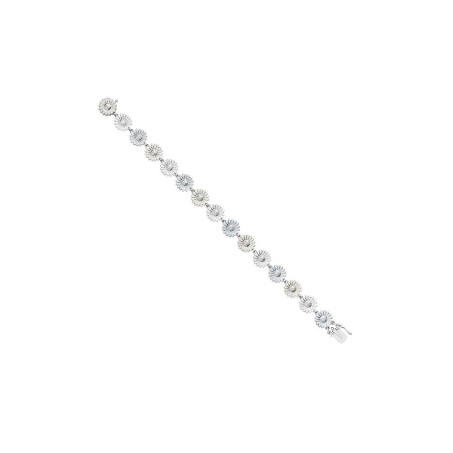 Georg Jensen, Sterling Silver White Daisy Bracelet A rhodium plated, sterling silver bracelet with white enamelled flowers from Georg Jensen’s Daisy collection.