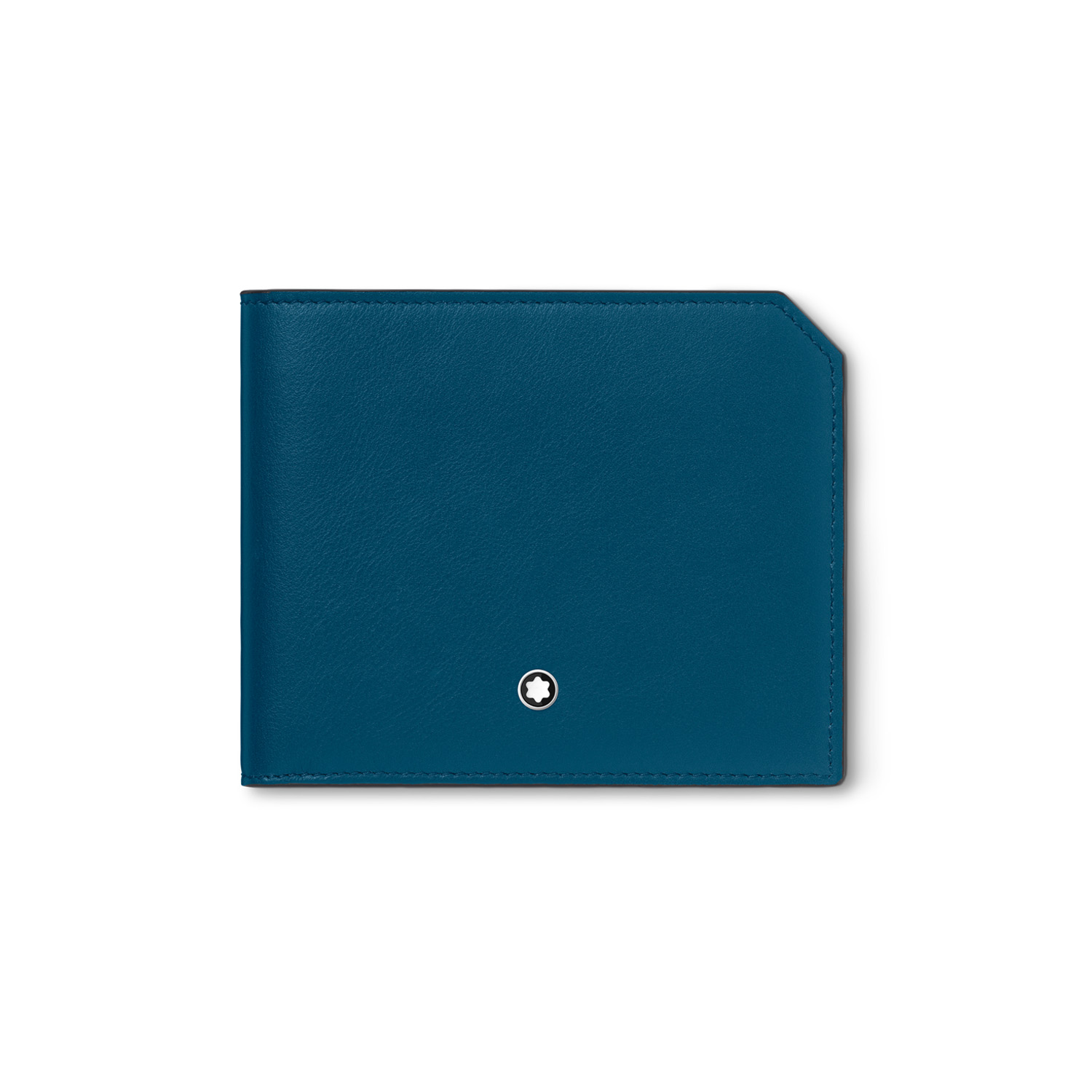 A Montblanc, soft blue wallet crafted from supple Ottanio leather with six credit card slots, two banknote compartment and two small additional pockets.