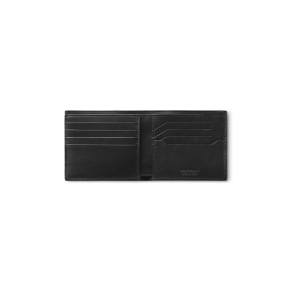 A Montblanc, 4810 black wallet crafted in high-quality leather with eight credit card slots, two compartments for banknotes and two small additional pockets.