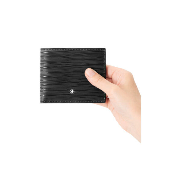 A Montblanc, 4810 black wallet crafted in high-quality leather with eight credit card slots, two compartments for banknotes and two small additional pockets.