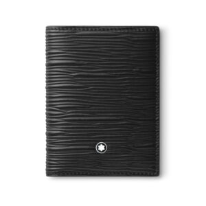 A Montblanc, 4810 black card holder crafted from textured leather with four credit card slots and space to hold business cards.