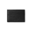 A Montblanc, 4810 black card holder crafted in high-quality textured leather with five credit card slots.
