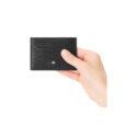 A Montblanc, 4810 black card holder crafted in high-quality textured leather with five credit card slots.