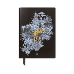 A Montblanc, Meisterstück Around The World In 80 Days #163 medium brown lined notebook crafted in brown calfskin leather with print featuring 120 sheets and taking its design and theme from the Around The World In 80 Days special collection.
