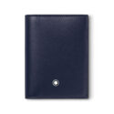 A Montblanc, Meisterstück ink blue card holder crafted in leather with four credit card slots and a compartment for business cards.