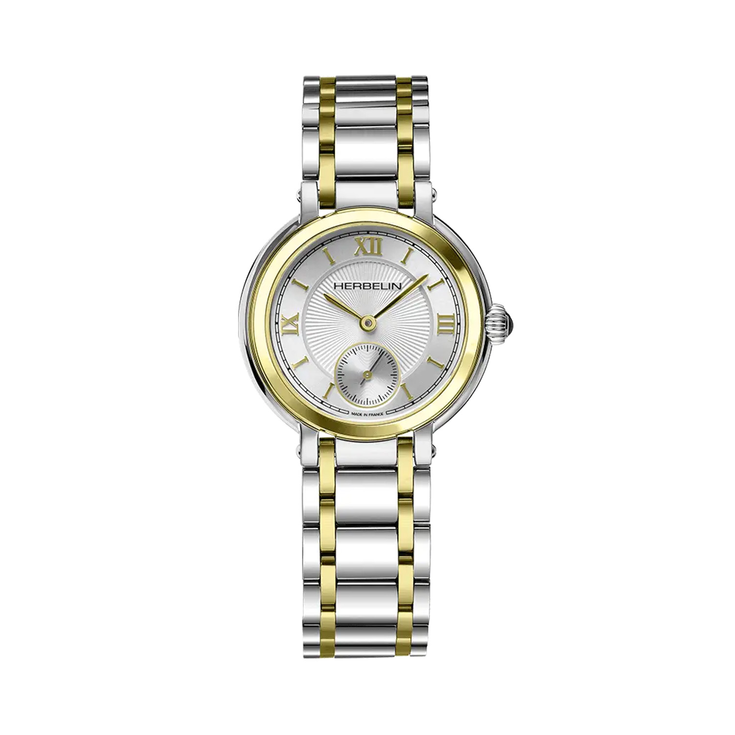 Herbelin, Galet with a 31.5mm stainless steel and yellow gold PVD coated bi-colour case and bracelet strap featuring a silver dial.