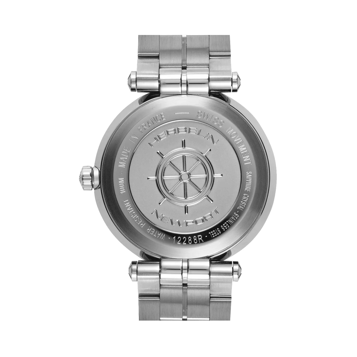 Herbelin, Newport with a 40.5mm stainless steel case and bracelet strap featuring a date function and a dark blue graduated dial.