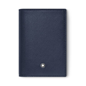 A Montblanc, Sartorial business card holder crafted in navy blue Saffiano print leather featuring space for business cards and credit cards.