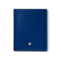 Montblanc, Meisterstück Blue Compact 6cc Wallet A Montblanc, Meisterstück compact wallet crafted in deep shine blue leather featuring six credit card slots, a banknote compartment and two small additional pockets.