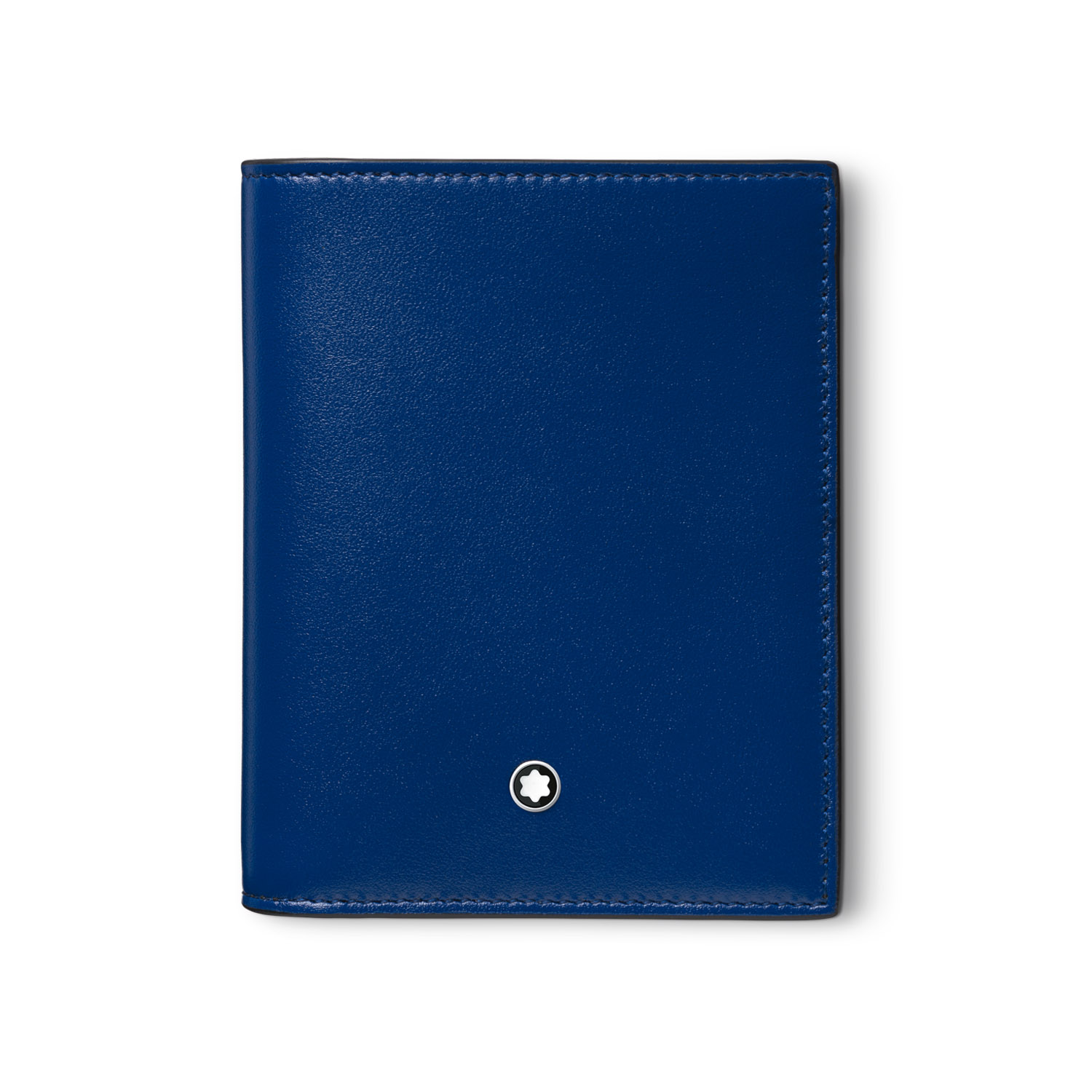 Montblanc, Meisterstück Blue Compact 6cc Wallet A Montblanc, Meisterstück compact wallet crafted in deep shine blue leather featuring six credit card slots, a banknote compartment and two small additional pockets.
