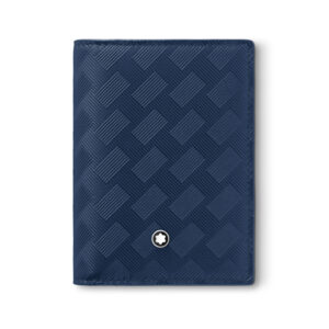 A Montblanc, Extreme 3.0 ink blue coloured car holder crafted in full-grain bovine leather with the Extreme 3.0 motif, featuring four credit card slots, a removable ID card holder and two small additional pockets.