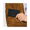 Montblanc, Meisterstück black wallet crafted in smooth leather and lined with black fabric featuring a money clip for securing banknotes with six dedicated credit card slots.