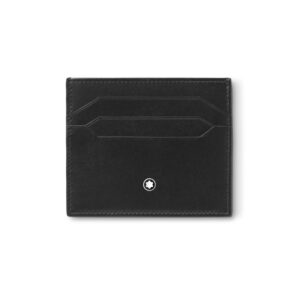 A Montblanc, Meisterstück black card holder crafted in leather with six credit or business card slots and an additional small pocket for banknotes or receipts.