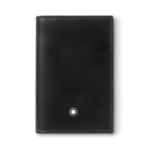 Montblanc, Meisterstück black card holder crafted in smooth black leather with two credit card slots, a generous compartment for business cards with two additional small pockets.