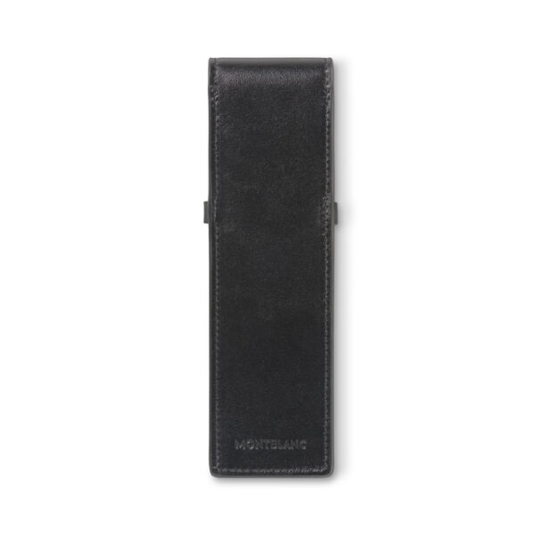 A Montblanc, Meisterstück black pen pouch crafted from refined soft leather with a compartment to fit two writing instruments.