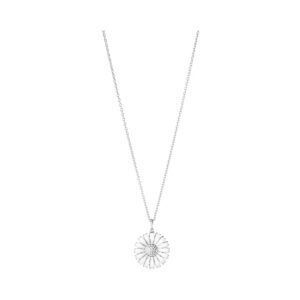 A sterling silver white enamelled flower pendant and chain from Georg Jensen’s Daisy collection.