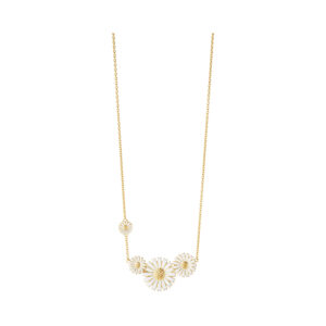 A gold-plated sterling silver four white enamelled flower necklace from Georg Jensen’s Daisy collection.