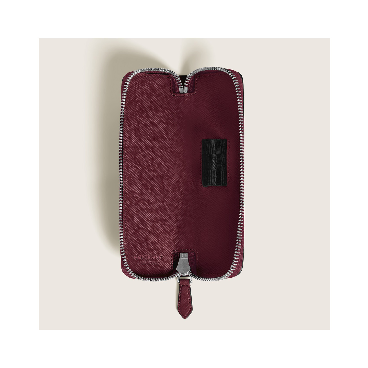 Montblanc, Sartorial brown pen pouch crafted in Saffiano-printed leather with space to hold one writing instrument with a zip closure.