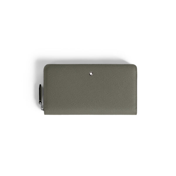 A Montblanc, Sartorial medium grey coloured wallet crafted in Saffiano-printed leather featuring twelve credit card slots, three compartments for banknotes, a dedicated coin case with a zip and three additional small pockets.
