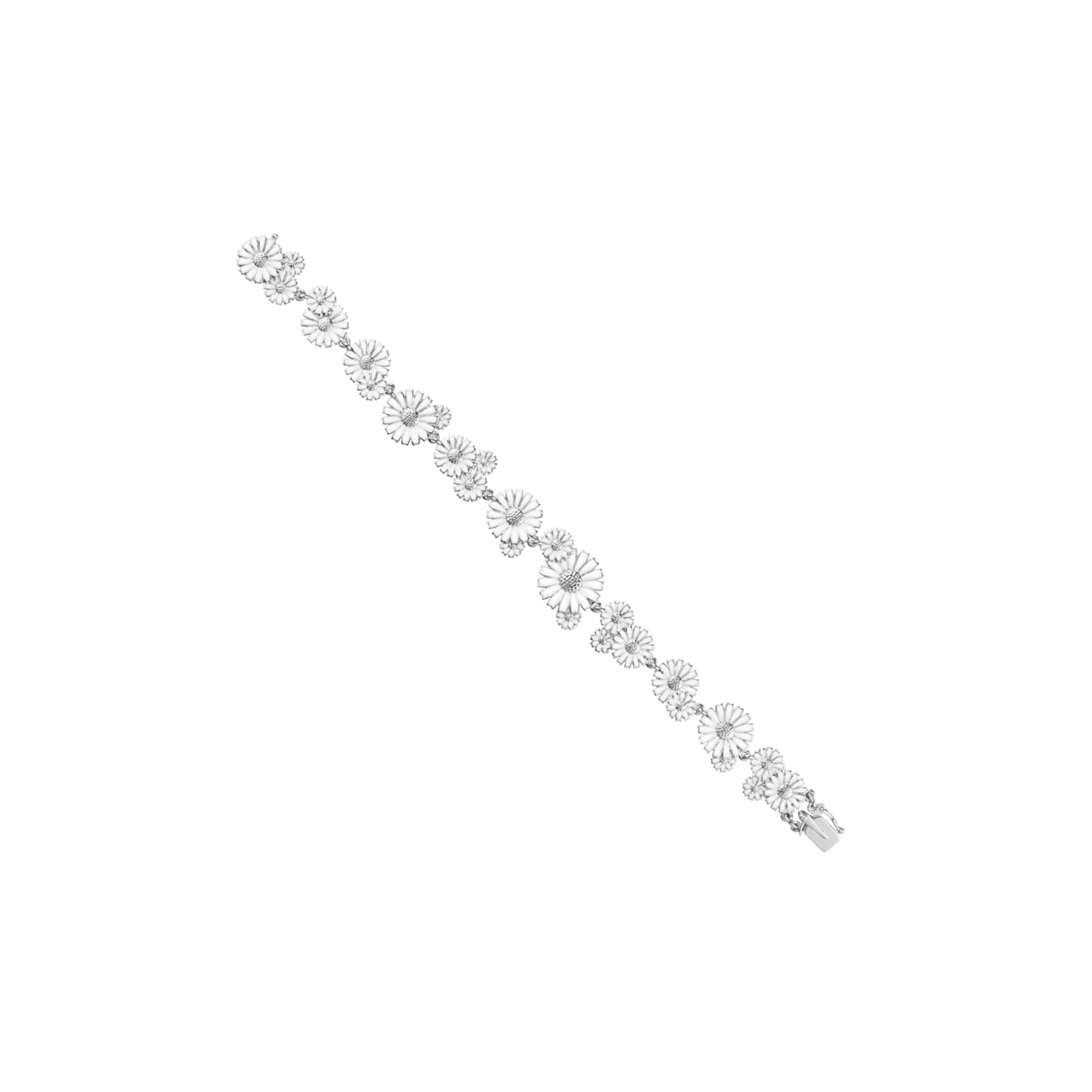 Georg Jensen, Sterling Silver White Daisy Layered Bracelet: Size S/M A sterling silver white enamelled flower bracelet from Georg Jensen's Daisy collection.