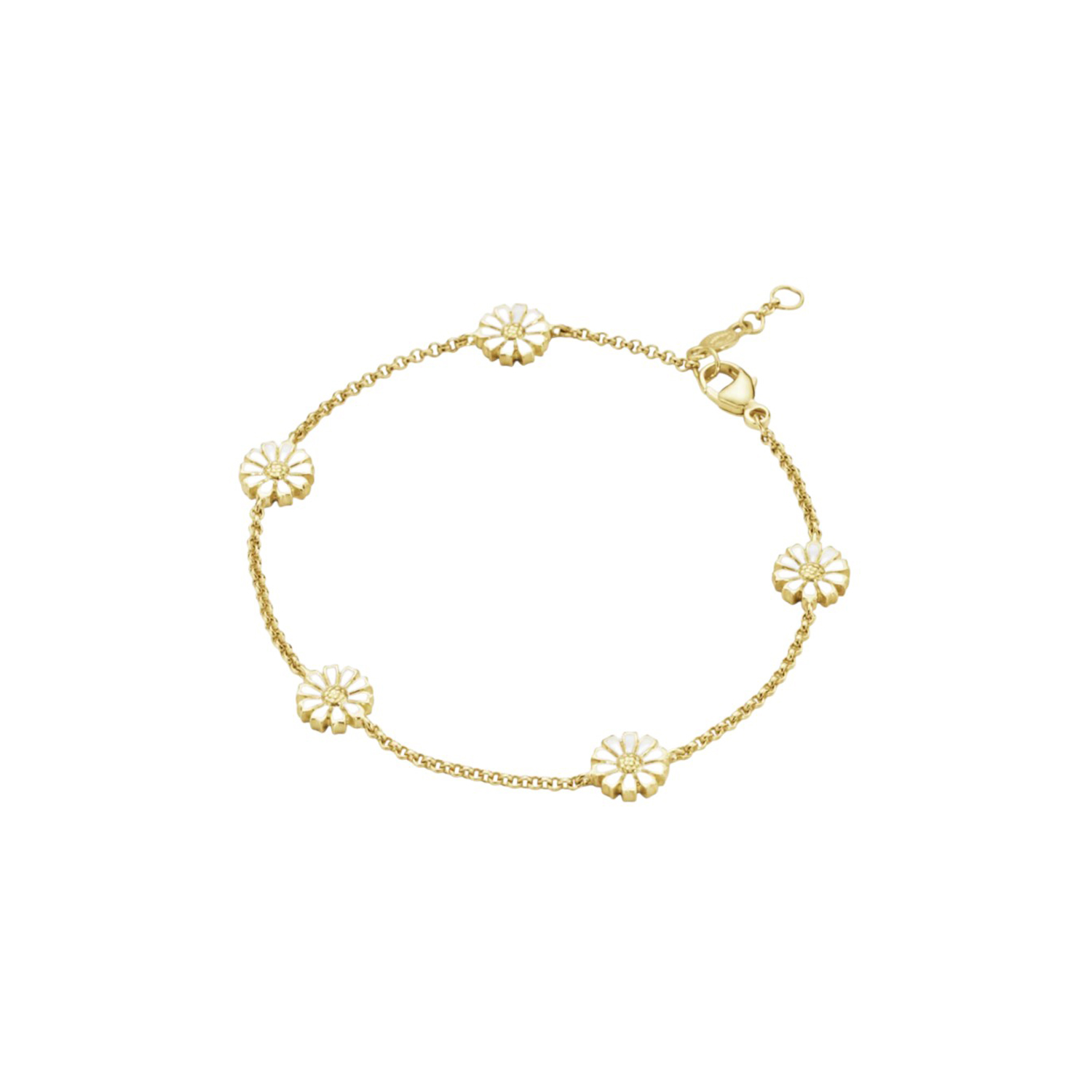 A gold-plated sterling silver small, white enamelled flower bracelet from Georg Jensen’s Daisy collection.