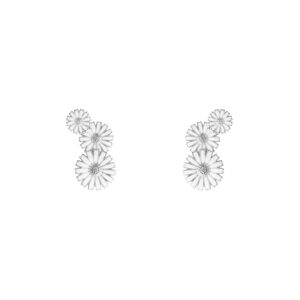 A pair of sterling silver white enamelled flower earrings, for pierced ears from Georg Jensen's Daisy collection.