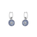 A pair of sterling silver blue enamelled flower hoop earrings, for pierced ears from Georg Jensen's Daisy collection.