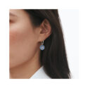 A pair of sterling silver blue enamelled flower hoop earrings, for pierced ears from Georg Jensen's Daisy collection.