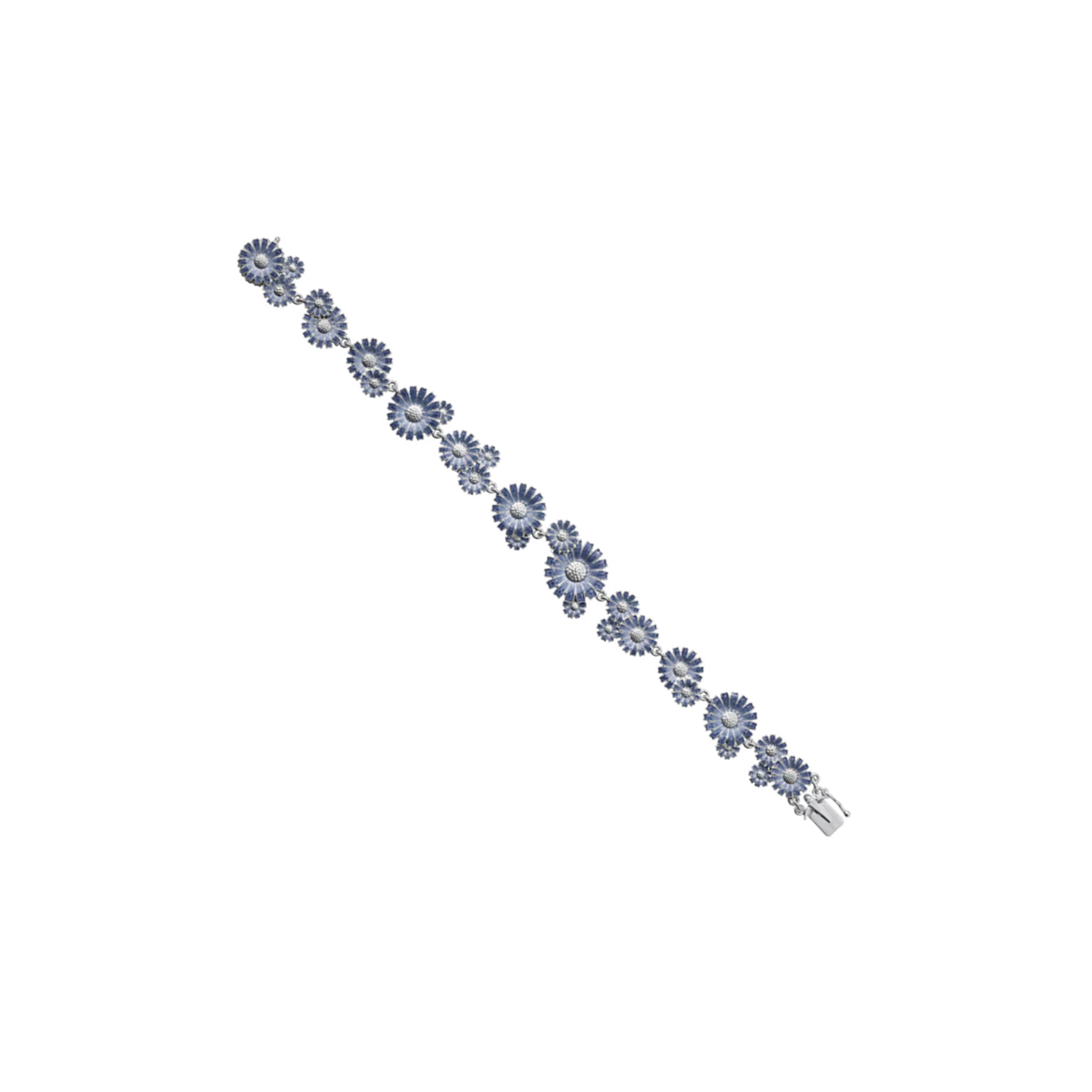 A sterling silver blue enamelled flower bracelet from Georg Jensen’s Daisy collection.